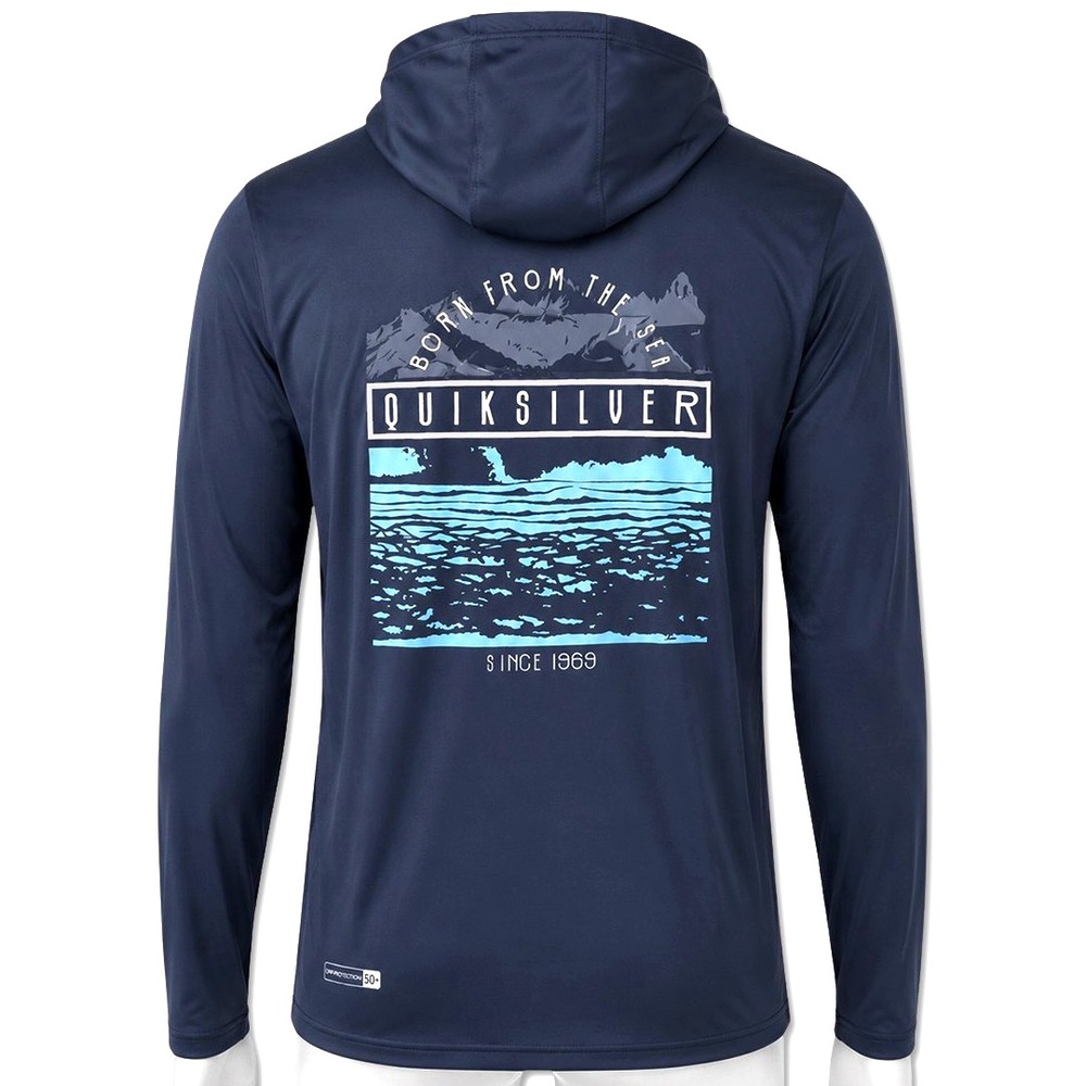 Quiksilver UPF 50+ Sun Shirt Hoodie - NWT Mens Large Eclipse Blue - #49813-M3